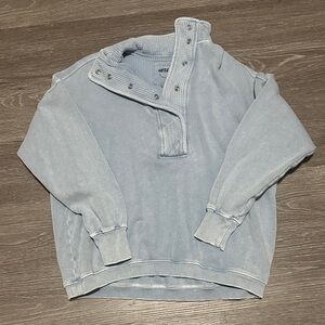 Aerie Light Blue Snap Up Sweater